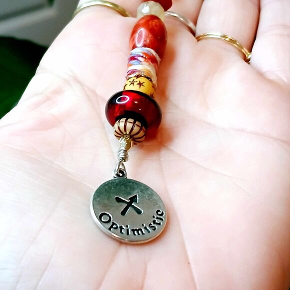 Sagittarius Beaded Key Chain, Zodiac Gemstone Crystal Bohemian - Picture 3 of 4